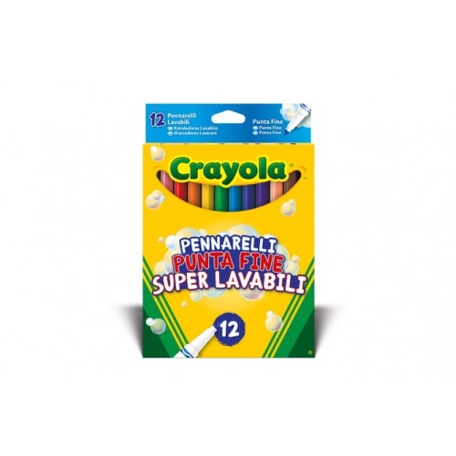 Pennarelli Lavabili Punta Media Colori Assortiti, 12 Pezzi, di Crayola